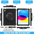 thumbnail image 2 of ELEHOLD Case for Apple iPad 10th Gen, Portable Hybrid Shockproof iPad Case with Pencil Holder & Hanging Ring Handle Rotatable Kickstand,Black, 2 of 10