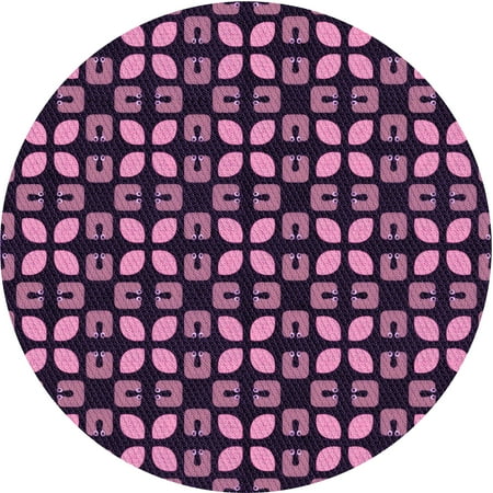 

Ahgly Company Indoor Round Patterned Dark Hot Pink Area Rugs 5 Round