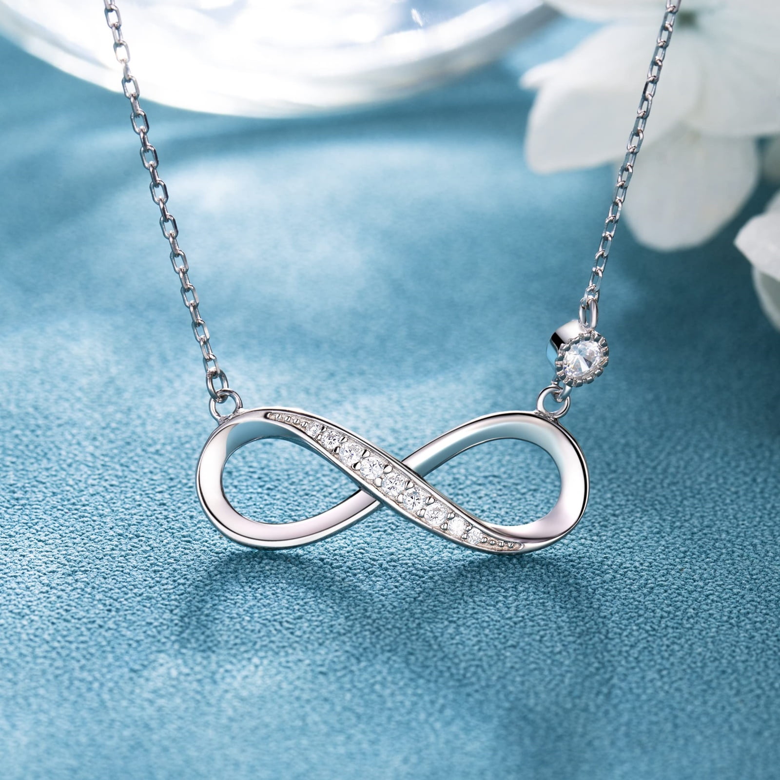 SFTING Necklace for Women Infinity Necklaces Silver 18K Plated Love Pendant Gifts for Women