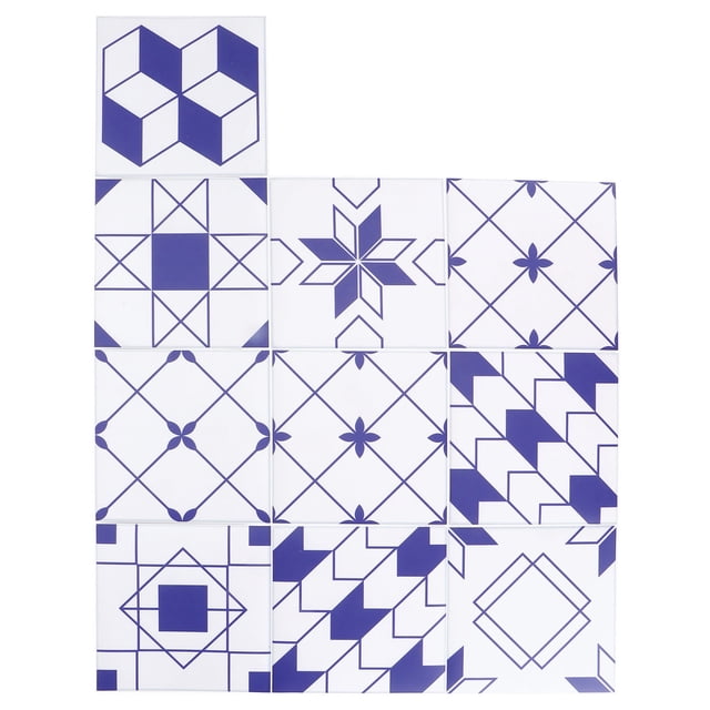 Wall Sticker Wall Decal Tile Stickers Decorative Sticker Home Decoration 10Pcs DIY Tile Stickers Geometric Pattern Waterproof SelfAdhesive Wall Decals 15x15cm