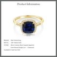 thumbnail image 7 of Gem Stone King 10K Yellow Gold Blue Created Sapphire and Diamond Women's Engagement Ring (2.50 Cttw Cushion, Size 5), 7 of 7