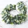 thumbnail image 3 of Corona de eucalipto artificial de 30 cm para puerta de entrada, corona de primavera para pared con hojas verdes, eucalipto artificial, porche, patio, jardín, festival, celebración, ventana, fiesta,, 3 of 6