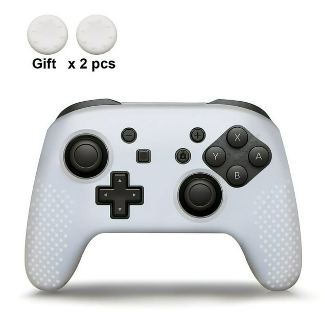 Soft Silicone Case Compatible-Nintendo Switch Pro Controller Protective Skin Cover Grips For Switch Pro Accessories White