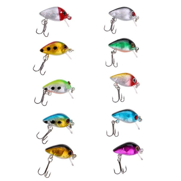 Siruishop 10pcs/Lot Small Crank Top Water Fishing Colorful Mini Minnow Bass Other 1.0inch