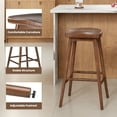 thumbnail image 3 of Farini Wood Saddle Bar Stools Set of 2, 30" Backless Barstool with Footrest for Kitchen Island, Walnut, 3 of 6