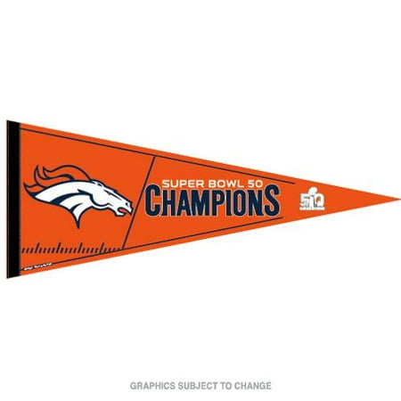 Super Bowl Dynasty Banner - Denver Broncos Official NFL 30 inch Super Bowl 50 Champions Pennant by Wincraft