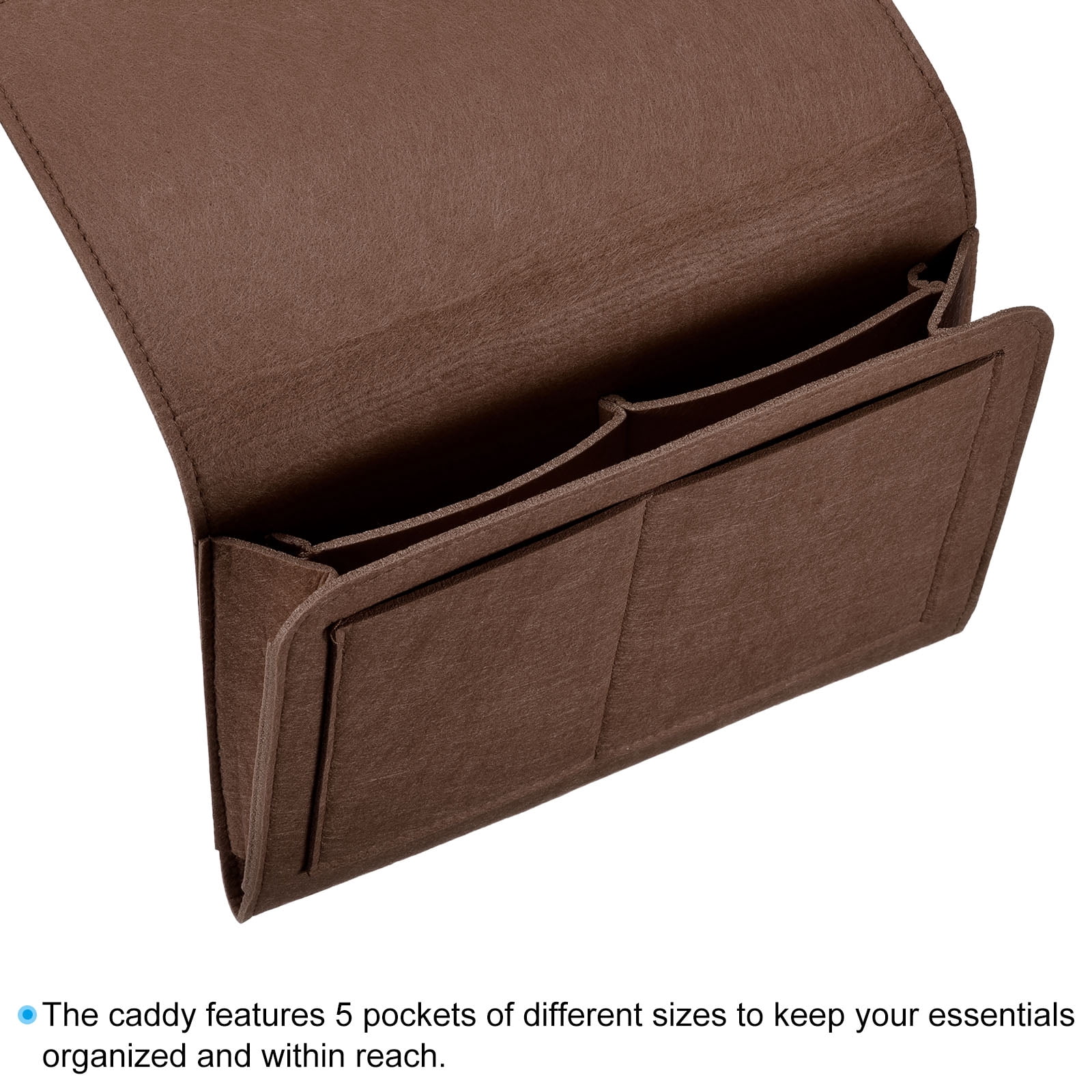 Unique Bargains Felt Bedside Organizer Hanging Caddy Brown 10.63" x 8.66" x 3.15"
