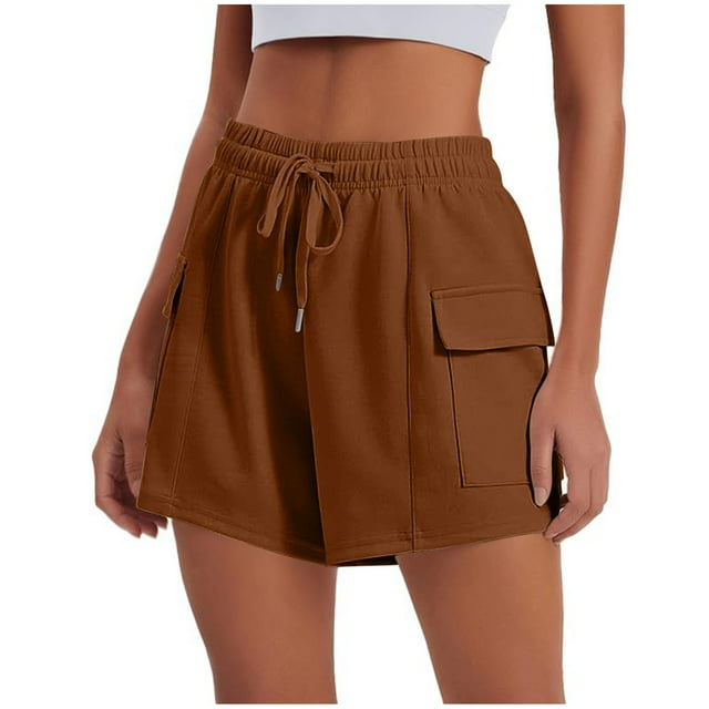 asjyhkr Womens Cargo Shorts with Pockets Breathable Drawstring Elastic Waist Hiking Camping Work Shorts