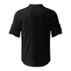thumbnail image 4 of Camisas Para Hombre Manga Larga Negra Camisas con cuello vuelto para hombre, blusa informal sólida de media manga, camisa de lino y algodón, camisa a la con botones (Black, 4XL), 4 of 6