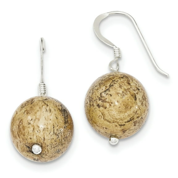 Primal Silver Sterling Silver 14mm Picture Jasper Earrings