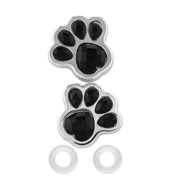 Paw Print Design Chrome Plastic Fastener Caps
