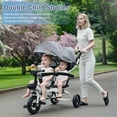thumbnail image 6 of ZNNT Tandem Tricycle with Double Seat And Canopy, Anti-rollover Shockproof Rubber Wheel Double Baby Stroller for 2-8 Years Old Kid, Children Tricycle Include Bell And Mirror, Walking Baby Stroller, 6 of 7