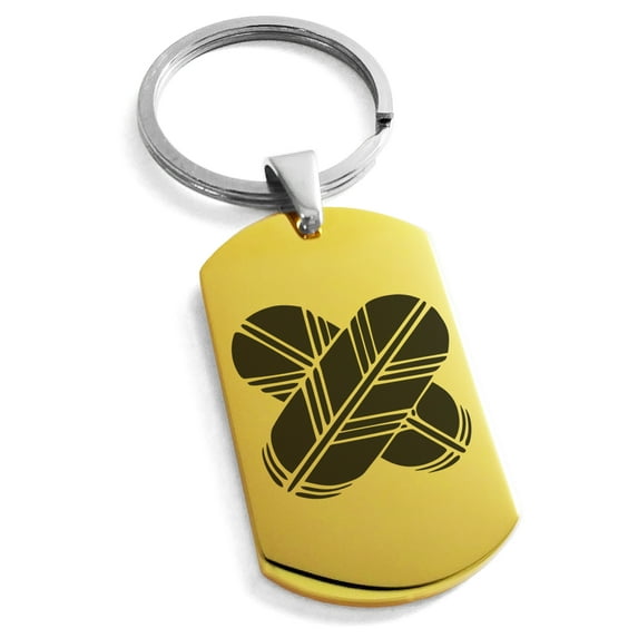 Stainless Steel Aso Samurai Crest Engraved Dog Tag Keychain Keyring