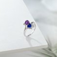thumbnail image 5 of Gem Stone King 925 Sterling Silver Purple Amethyst Blue Created Sapphire and White Diamond Ring for Women (1.48 Cttw, Heart Shape 6MM, Gemstone February Birthstone, Available in Size 5, 6, 7, 8, 9), 5 of 5