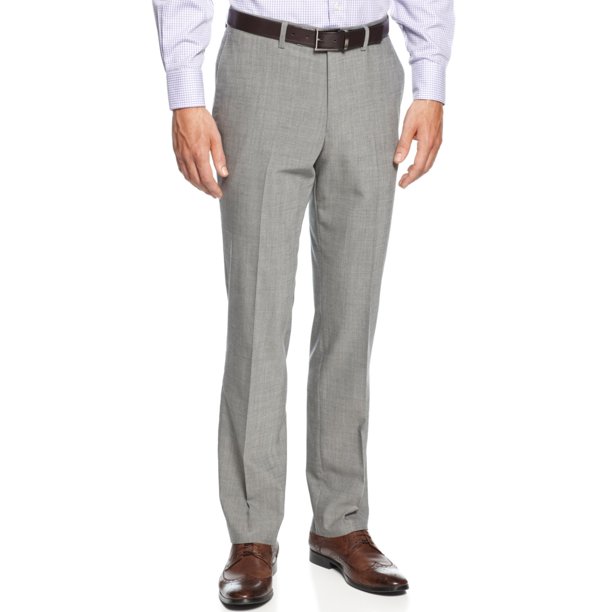 Kenneth Cole Reaction - Kenneth Cole Reaction NEW Gray Men 38x32 Dress Flat Front Wool Pants