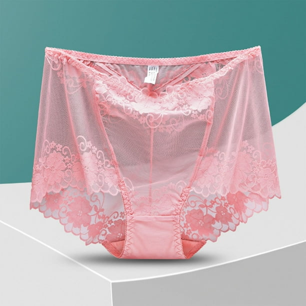 Puntoco Braguitas de mujer de talla grande, de cintura alta, sexys, con encaje fino, de malla transpirable, que levantan y controlan los glúteos