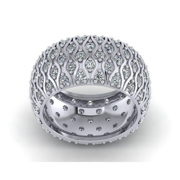 5.00Ct Round Brilliant Cut Natural Diamond Wide 5Row Anniversary Wedding Eternity Band Ring 14k Gold I SI2