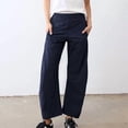 thumbnail image 2 of UZMOG Pants for Women, Barrel Pants Women Elastic Waist Tapered Leg Baggy Mid Rise Travel Work Casual Trousers Lounge Pants with Pockets, 2 of 8