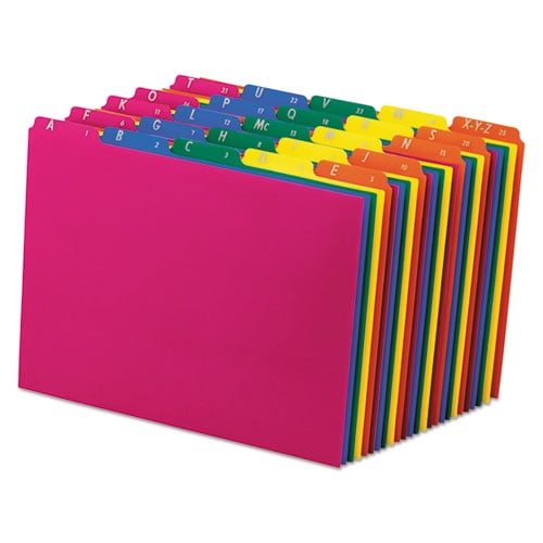Poly Top Tab File Guides, 1/5-Cut Top Tab, A To Z, 8.5 X 11, Assorted Colors, 25/set | Bundle of 2 Sets