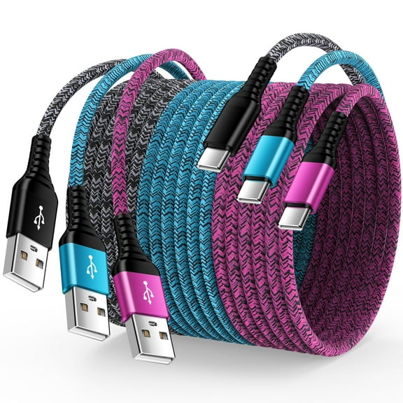 USB C Cable, Type C Cables 10FT Hootek 3 Pack Type C Charging Cable USB Cable Cord Type C to USB A Cord Android Type C Charging Cords Phone Cables Fast charging cable for Samsung, Multicolor