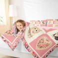 thumbnail image 3 of Homewish Cartoon Cat Animals Checkered Queen Comforter Set,Pink Flowers Comforter Sets Queen,Pink Reversible,3pcs,1 Comforter and 2 Pillowcases, 3 of 7