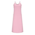 thumbnail image 6 of Horkkom Midi Dresses for Women V Neck Spaghetti Strap Slip Dress Casual Dresses with Pocket Pink L, 6 of 8
