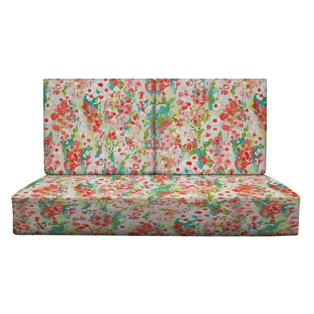Rsh Decor Indoor Outdoor Foam Deep Seating Loveseat Cushion Set 46 X 26 X 5 Seat And 23 X 21 X 3 Back Painters Garden Pink Walmart Com Walmart Com