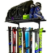 StoreYourBoard Ski Wall Rack and Storage Shelf, Holds 10 Pairs, Home and Garage Storage Hanger, Wall Mounted Organizer, Holds 300 lbs