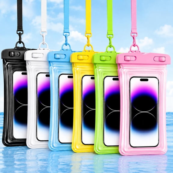 6-Pack Floating Waterproof Phone Pouch with Airbag for 7.0 in Phones