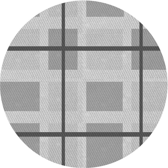 Ahgly Company Indoor Round Patterned Platinum Silver Gray Area Rugs, 4' Round