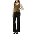 thumbnail image 3 of INSPIRE CHIC Women's Waistcoat Steampunk Velvet Christmas Sleeveless Button Down V-Neck Suit Vests L Khaki, 3 of 7