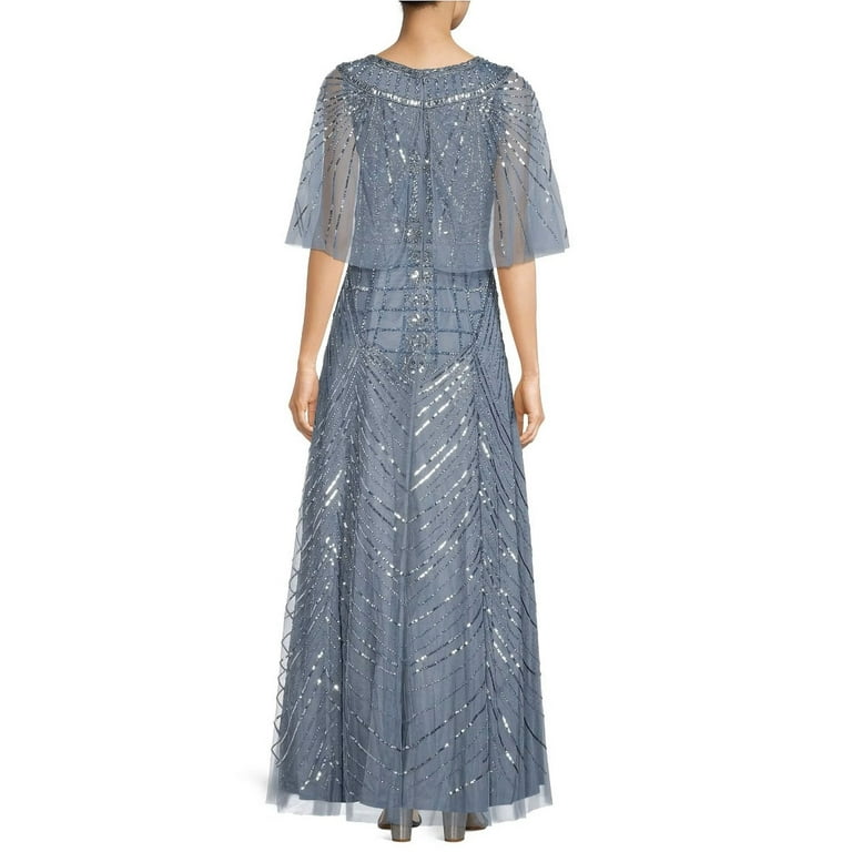 Aidan mattox embellished boatneck gown cheap