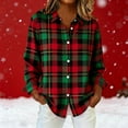 thumbnail image 6 of Womens Long Sleeve Button Shirt, Christmas Plaid Casual Flannel Shirt Lapel Blouse Tops XL, 6 of 6