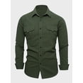 thumbnail image 3 of Fredd Marshall Men's Long Sleeve Cargo Work Shirt, Cotton Casual Outdoor Button-Up Shirt with Multiple Pockets, 3 of 6