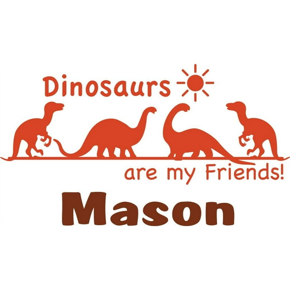 Personalized Name Vinyl Decal Sticker Custom Initial Wall Art Personalization Decor Boys Dinosaurs Animal Design Children Bedroom 10 X 20 Inches