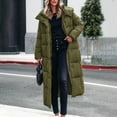 thumbnail image 2 of HAPIMO Women's Oversize Long Coat Winter Thickened Warm Coats Casual Comfy Long Sleeve Zipper Hooded Jacket Coat Fashion Solid Pocket Quilted Coats Army Green XL, 2 of 6