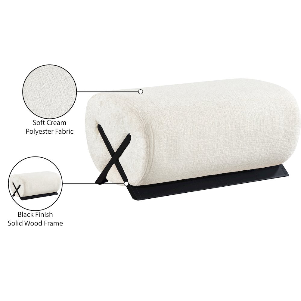 Meridian Furniture Akira Cream Upholstered Ottoman