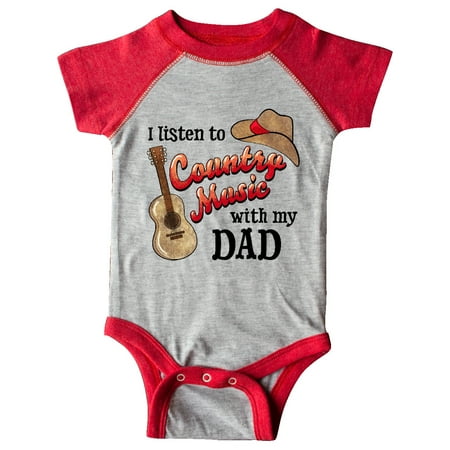 

Inktastic I Listen to Country Music with my Dad Guitar and Hat Gift Baby Boy or Baby Girl Bodysuit