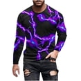 thumbnail image 2 of Blusas y camisas de manga larga con cuello redondo para hombre Camisa con estampado de luces Cuello redondo Manga larga Jersey Camiseta estampada Blusa para hombre Blusa, 2 of 5