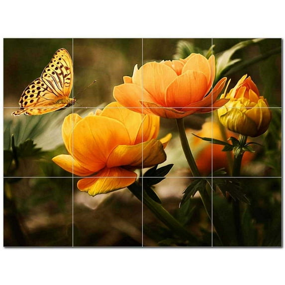 Flowers Ceramic Tile Mural Kitchen Backsplash Bathroom Shower 402482-L43