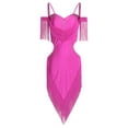 thumbnail image 3 of Sholeno Women Fringe Latin Dance Dress Irregular Rumba Tango Salsa Ballroom Dancing Cocktail Party Dress Hot Pink L, 3 of 5