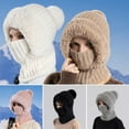thumbnail image 2 of Women's Knitted Hat in Autumn and Winter, 3 in 1 Cold Resistant Hat, Wind-Resistant Scarf Hat Face Mask Hooded Scarf, 2 of 6