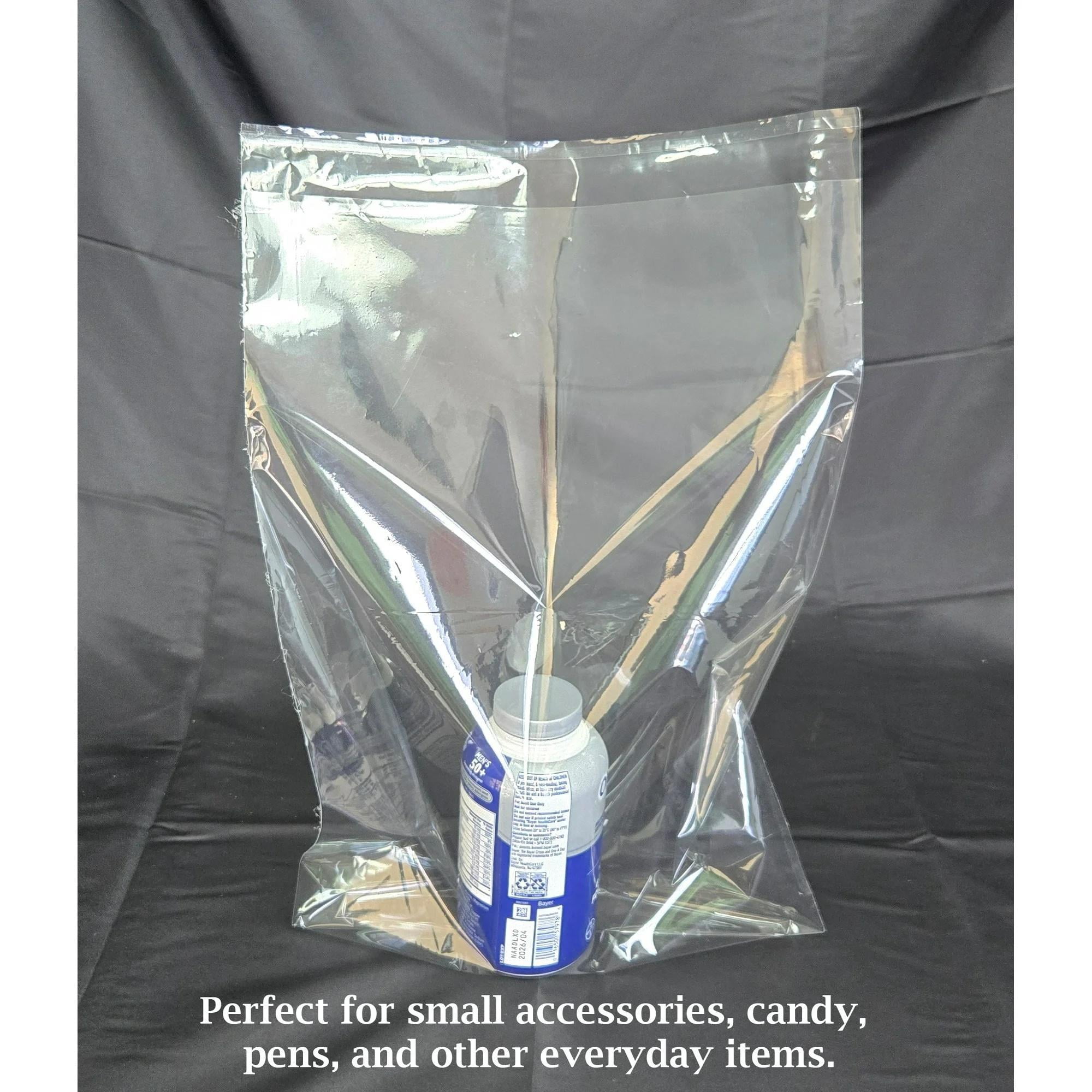Clear Resealable Poly Bags 24 x 20 Inches, Pack of 200 Large Self-Sealing Plastic Bags for Apparel, Bulk Packaging, Storage and Shipping