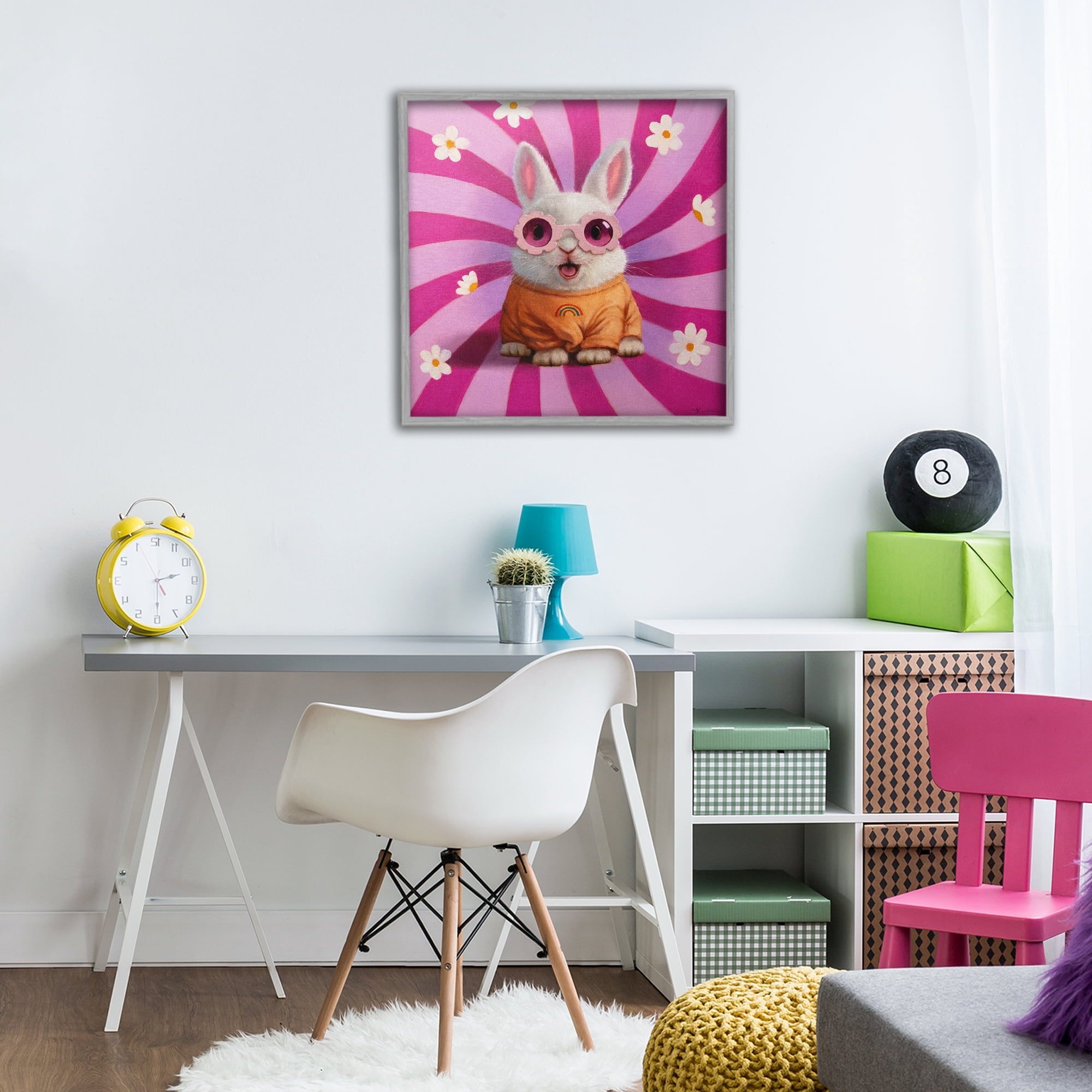 Stupell Industries Good Vibes Only Rabbit Gray Framed Giclee Art, design by Lucia Heffernan