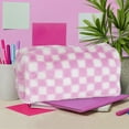 thumbnail image 3 of Pen + Gear Plush Pencil Pouch with Pink & White Checked Design, 3 of 4