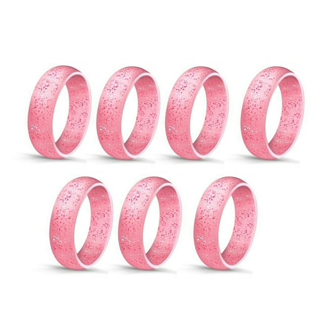 Flmtop 7 Pcs Bagues à Doigts en Silicone Mode pour Femmes, Bijoux de Fête Brillants et Doux