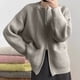 thumbnail image 1 of Suéter de invierno para mujer, informal, holgado, a la moda, con bolsillos de color y doble cremallera en la parte superior, cárdigan, abrigo para mujer, 1 of 7