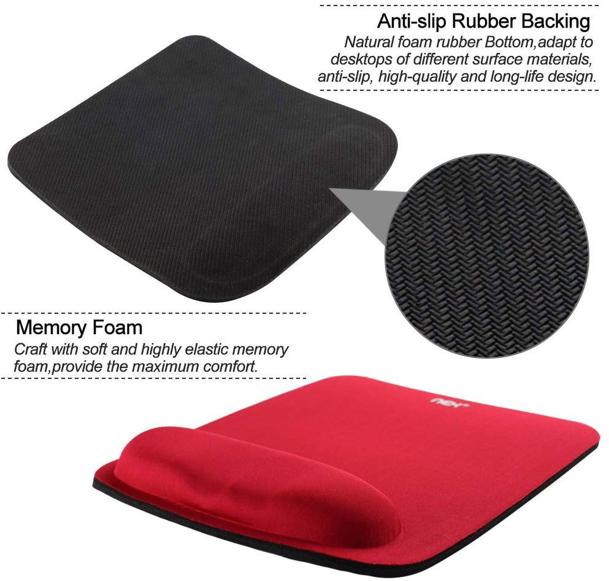 NEX Ergonomic Mouse Pad with Wrist Support, Memory Foam Keyboard Wrist Rest for Computer, Red (NX-PAD006)