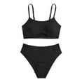 thumbnail image 2 of Baby Girl Swimsuit Girl's Solid Color Two Piece Swimsuits Baby Bathing Suit Girl Black 16 Years, 2 of 6