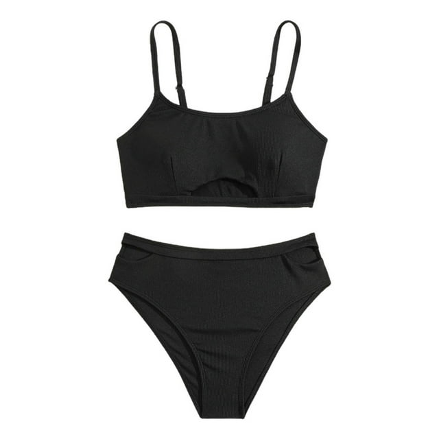Teen Girls Swimsuits 2 Piece Tankini Set Swimsuit Striped Ruffle Athletic Bathing Suits 16 Years